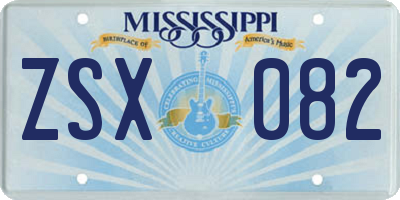 MS license plate ZSX082