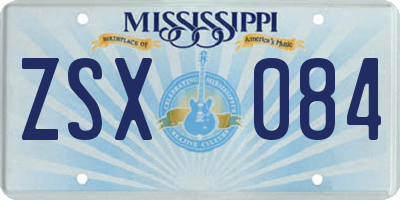MS license plate ZSX084