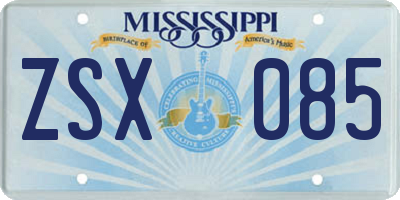 MS license plate ZSX085