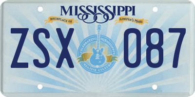 MS license plate ZSX087
