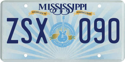 MS license plate ZSX090
