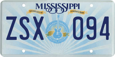 MS license plate ZSX094