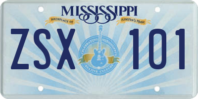 MS license plate ZSX101