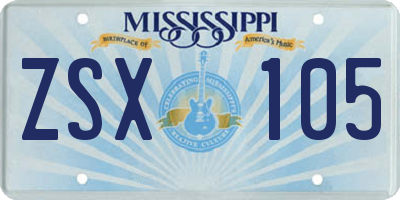 MS license plate ZSX105
