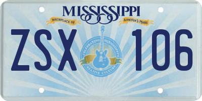 MS license plate ZSX106