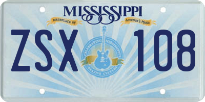 MS license plate ZSX108