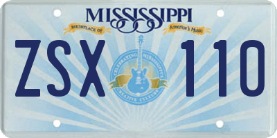 MS license plate ZSX110