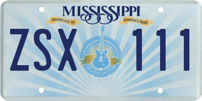 MS license plate ZSX111