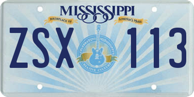 MS license plate ZSX113