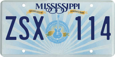 MS license plate ZSX114