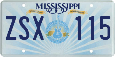 MS license plate ZSX115