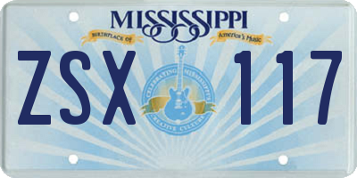 MS license plate ZSX117