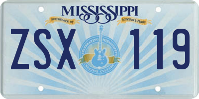 MS license plate ZSX119