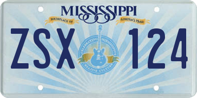 MS license plate ZSX124