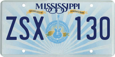 MS license plate ZSX130