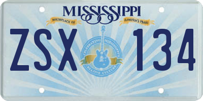 MS license plate ZSX134