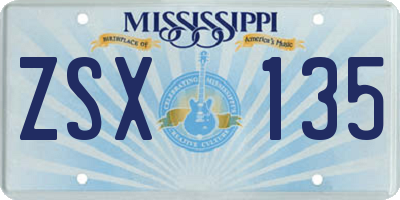 MS license plate ZSX135