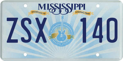 MS license plate ZSX140