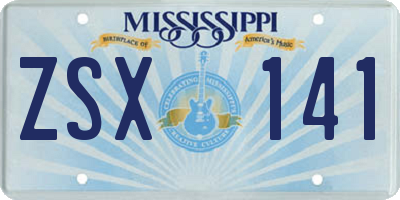 MS license plate ZSX141