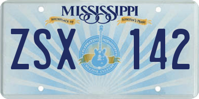 MS license plate ZSX142
