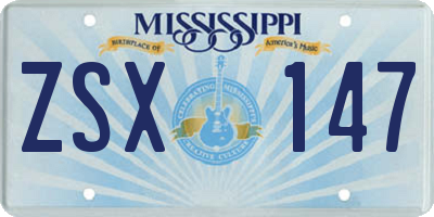 MS license plate ZSX147
