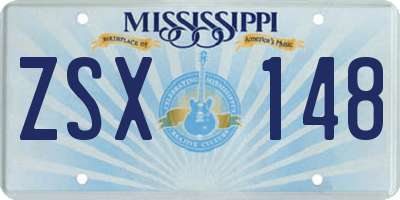 MS license plate ZSX148