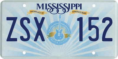 MS license plate ZSX152