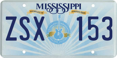 MS license plate ZSX153