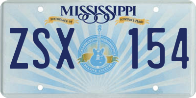 MS license plate ZSX154
