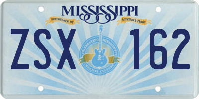 MS license plate ZSX162