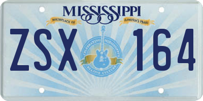 MS license plate ZSX164