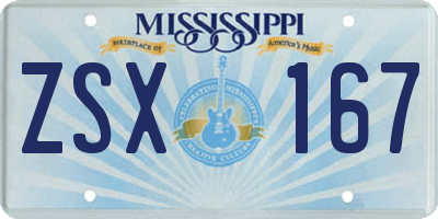 MS license plate ZSX167