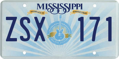 MS license plate ZSX171