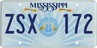 MS license plate ZSX172