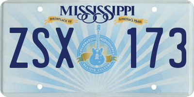 MS license plate ZSX173