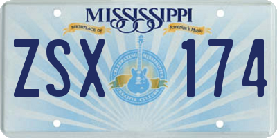 MS license plate ZSX174