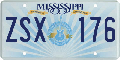 MS license plate ZSX176