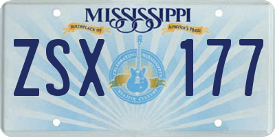 MS license plate ZSX177