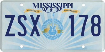 MS license plate ZSX178