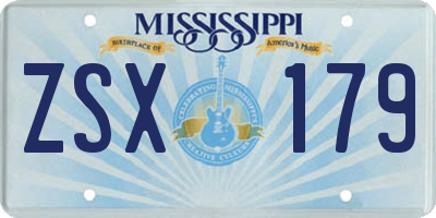 MS license plate ZSX179