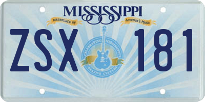 MS license plate ZSX181