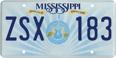 MS license plate ZSX183
