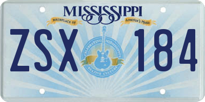MS license plate ZSX184