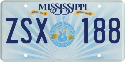 MS license plate ZSX188