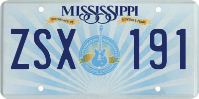 MS license plate ZSX191