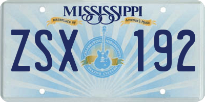 MS license plate ZSX192