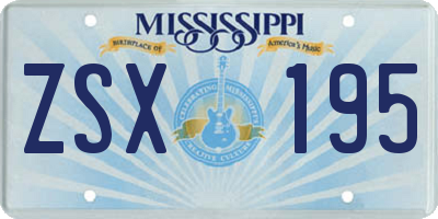 MS license plate ZSX195
