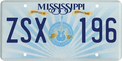 MS license plate ZSX196