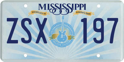 MS license plate ZSX197