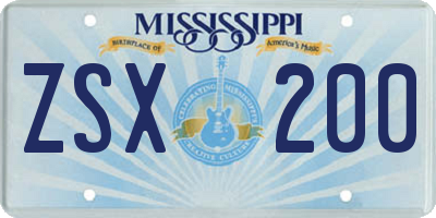MS license plate ZSX200